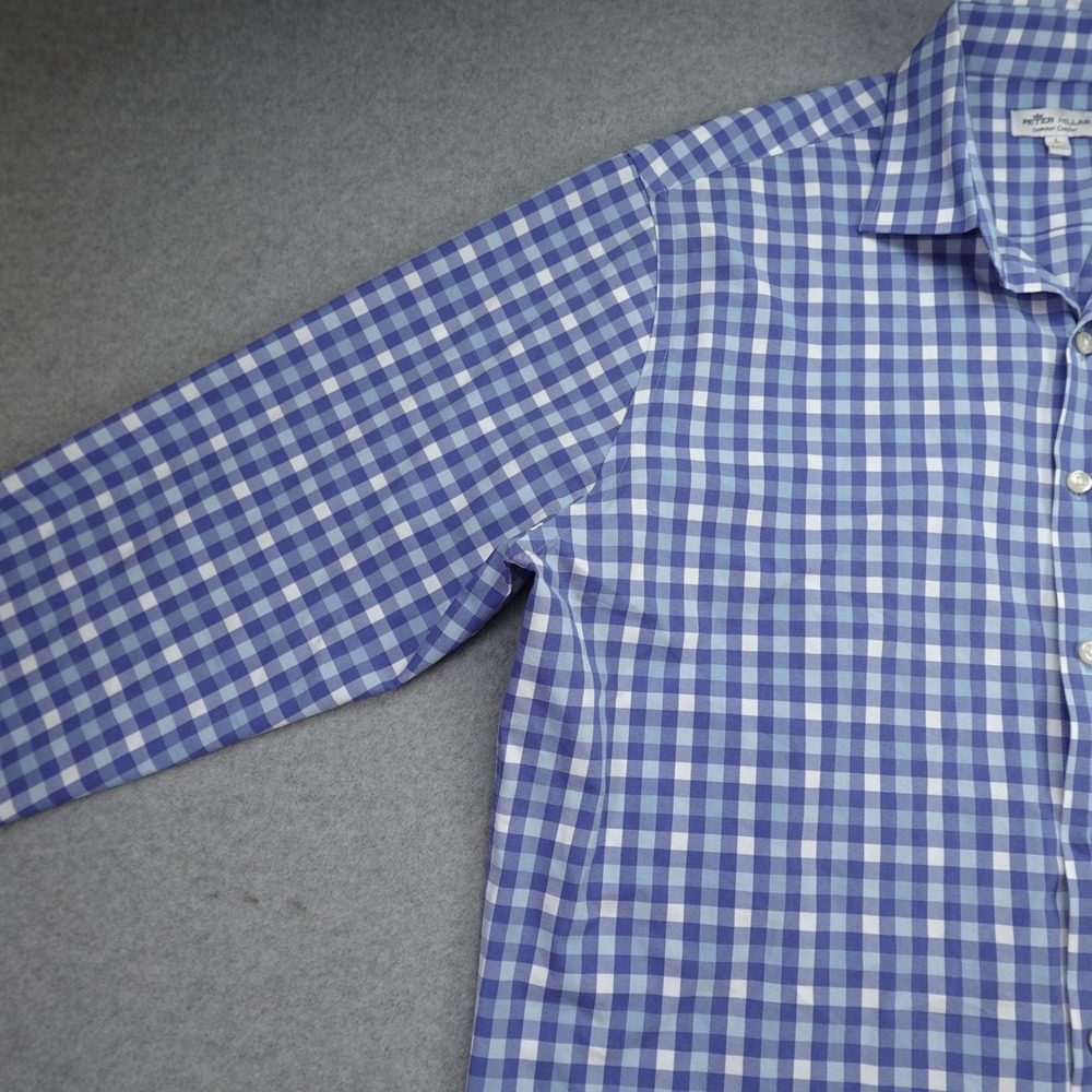 Peter Millar Shirt Mens Large Blue Gingham Summer Comfort Button Front Preppy - Picture 3 of 15